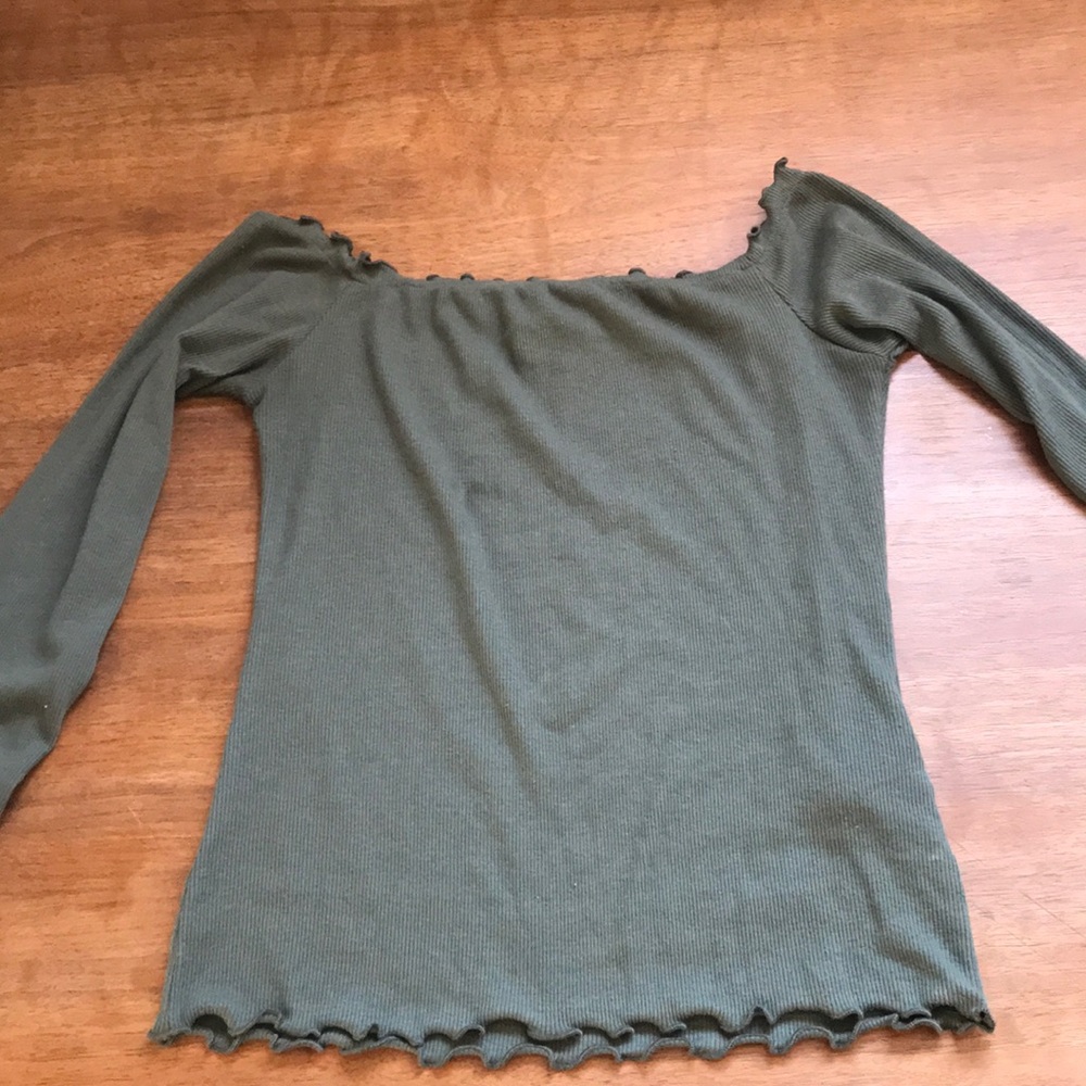 Hollister green off the shoulder long sleeve